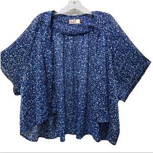 SO Women's Navy Floral Sheer Open Cardigan size XL Feminine/Flowy/Spring